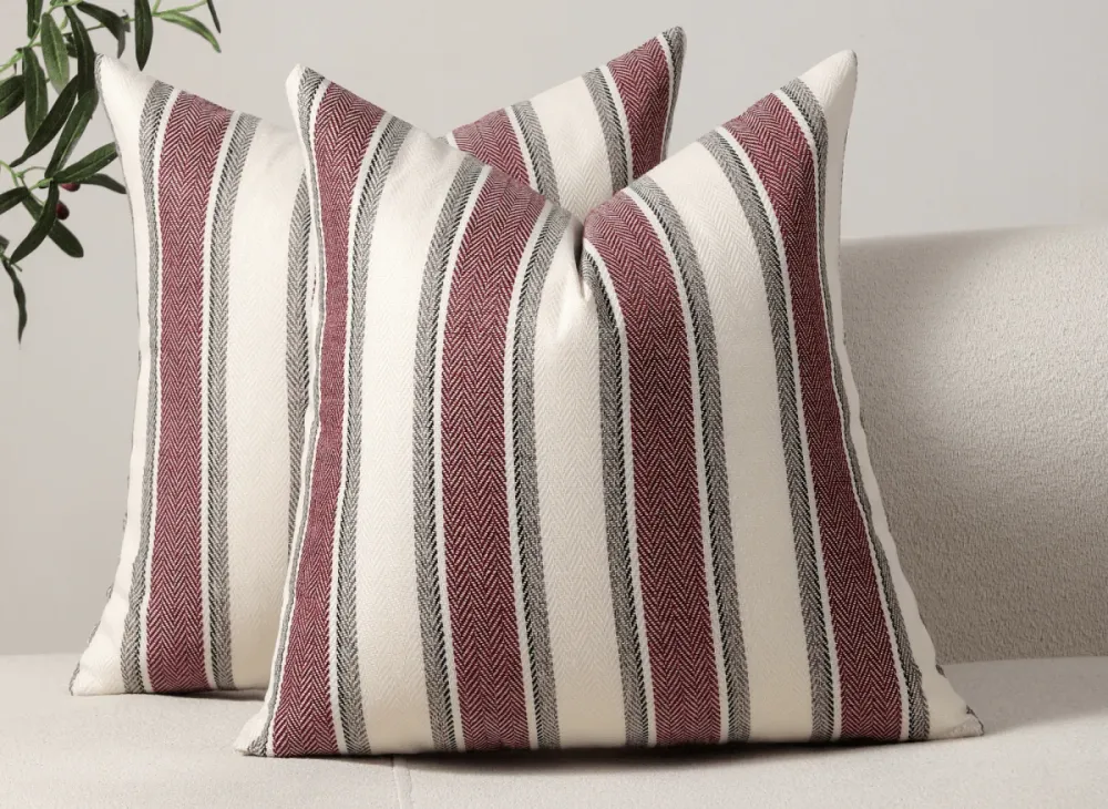 Cojín rayas beige y rojo 45x45 cm RIVIERA FLORENCE