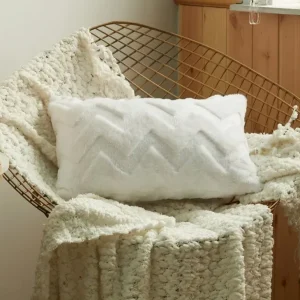 Cojín rectangular de 50x30 cm en tela suave con estampado de espiga blanca HARRY FLORENCE