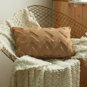 Cojín rectangular de 50x30 cm en tela suave marrón con estampado de espiga HARRY FLORENCE