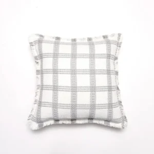 Cojín WARMY de cuadros blancos y gris claro 45x45 cm FLORENCE