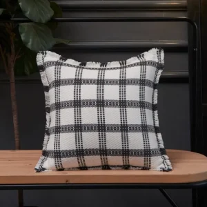 Cojín WARMY de cuadros blancos y gris oscuro 45x45 cm FLORENCE