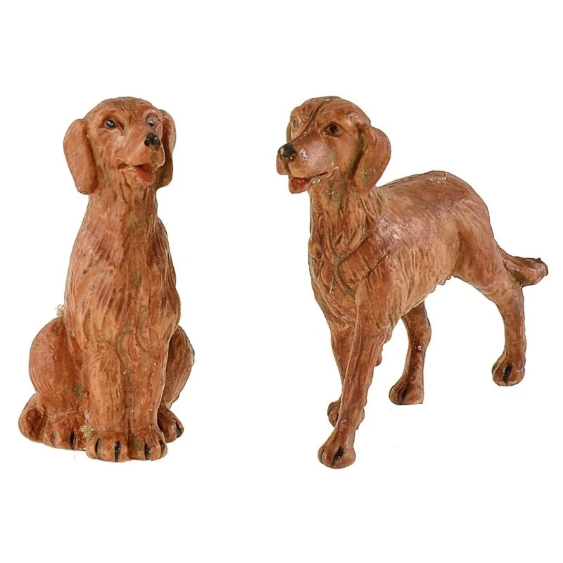 Lote de 2 perros de cuna Fontanini 9,5 cm