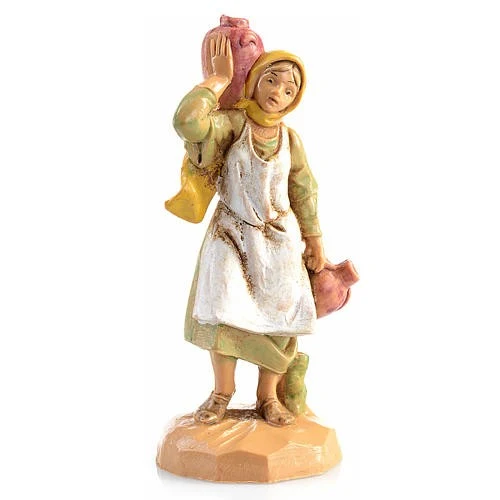 Pastora con cántaros n. 16 para belén Fontanini de 6,5 cm