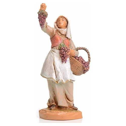Pastora con uvas n. 48 para belén Fontanini de 6,5 cm