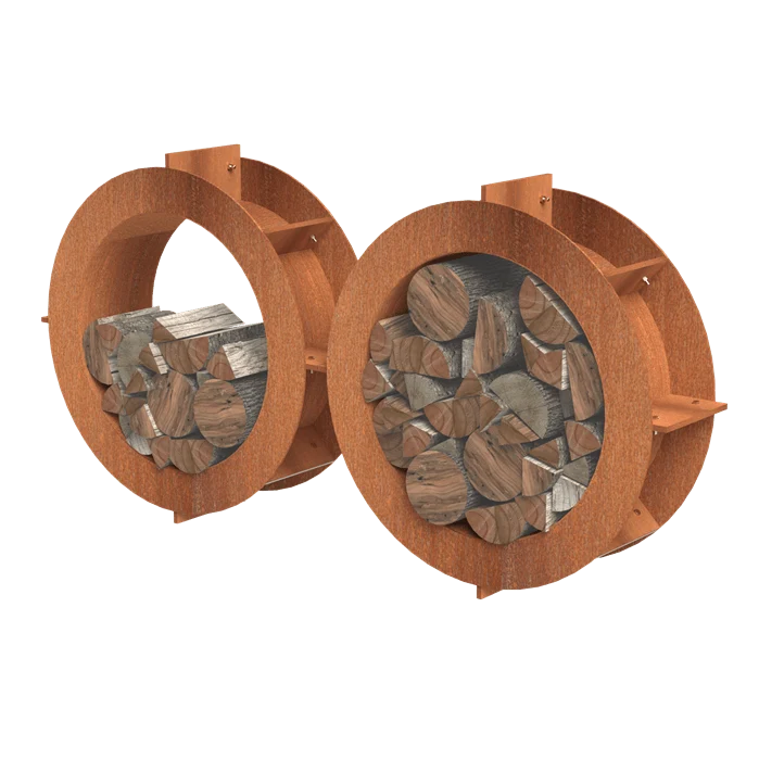 Almacenamiento de leñ en acero corten - 0.8m x 0.25m Forno Cooking