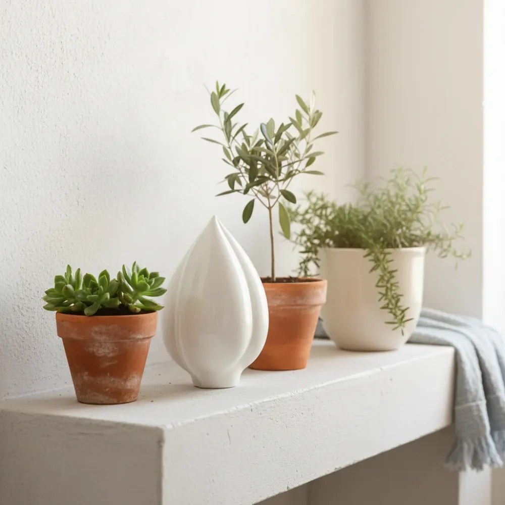 Adorno Cerámica Esmaltada Garlic Bud 15cm - Diseño Orgánico Blanco Frank Home