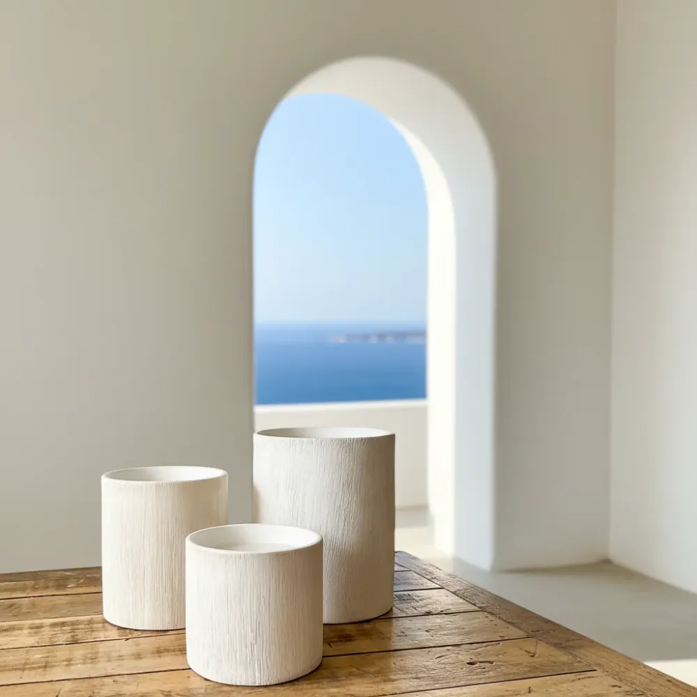 Bases Alzadoras Cerámica Texturada Blanca - 3 Tamaños Elegantes Frank Home