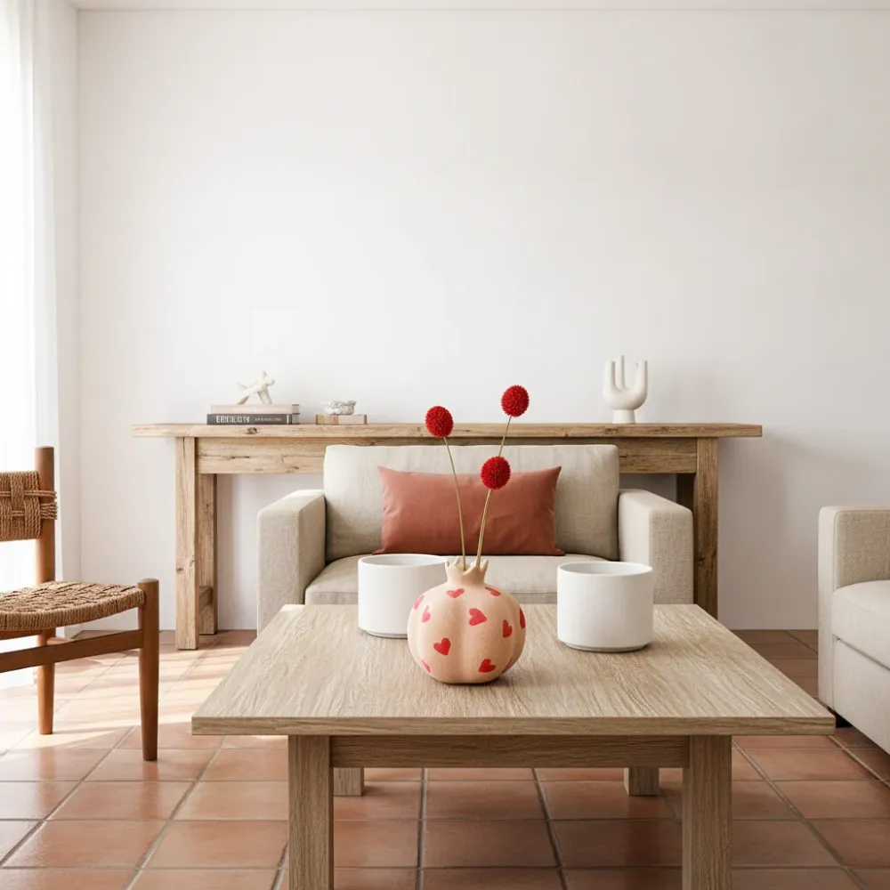 Florero Granada Cerámica Texturada Diseño Corazones Frank Home