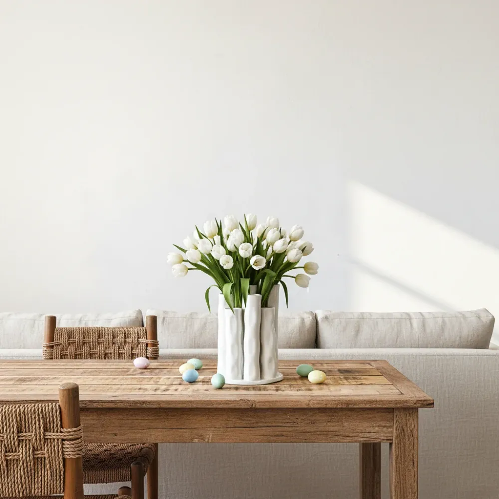Florero Tubos Cerámica Esmaltada - Diseño Moderno Escultural Frank Home