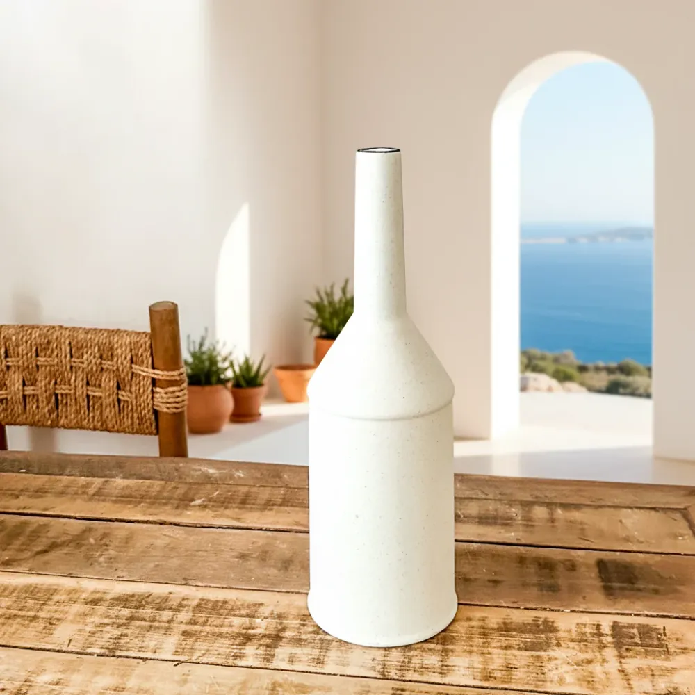 Jarrón Botella Cerámica Mate 40cm Artesanal | Frank Home
