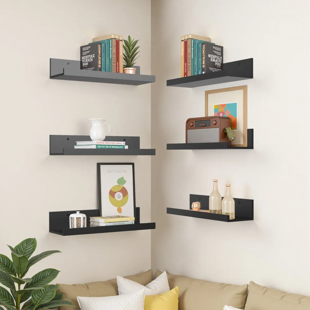 FurnitureR Estantes flotantes de pared, estantes de 15.75 pulgadas de ancho para decoración y almacenamiento, estantes de...