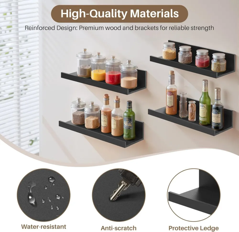 FurnitureR Estantes flotantes de pared, estantes de 15.75 pulgadas de ancho para decoración y almacenamiento, estantes de...