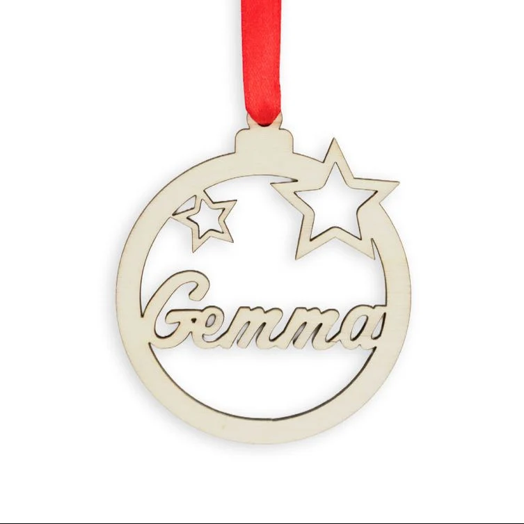Bola de Navidad Personalizada con Estrellas – Madera Natural Fustik shop