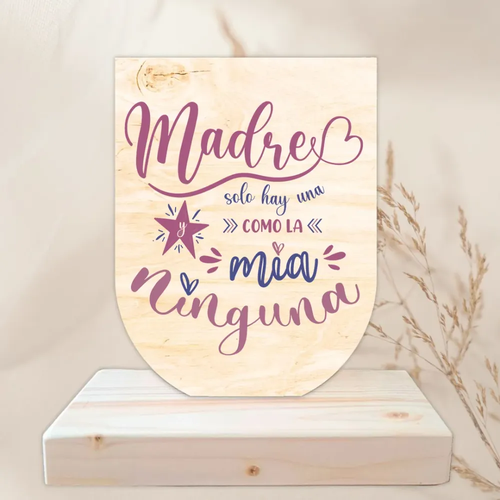 Trofeo Escudo de Madera – Madre solo hay una Fustik shop