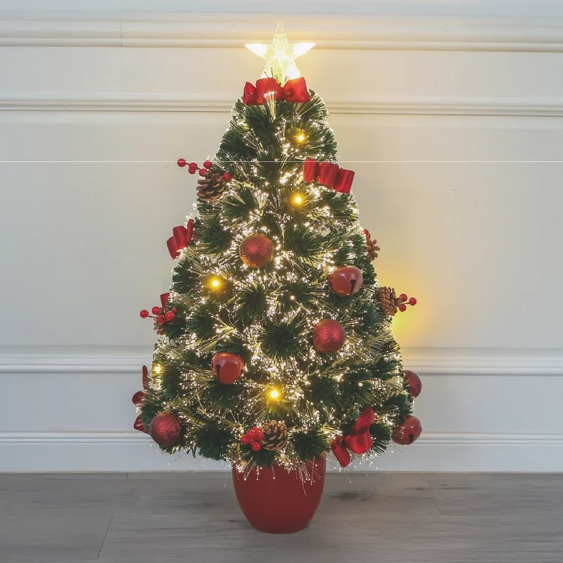 Árbol Navidad TREE4-17, 90cm con Luz LED y Decoración Rojo Vino (77 ramas) ✦ Bajo pedido Galaxy Outlet Costa Rica