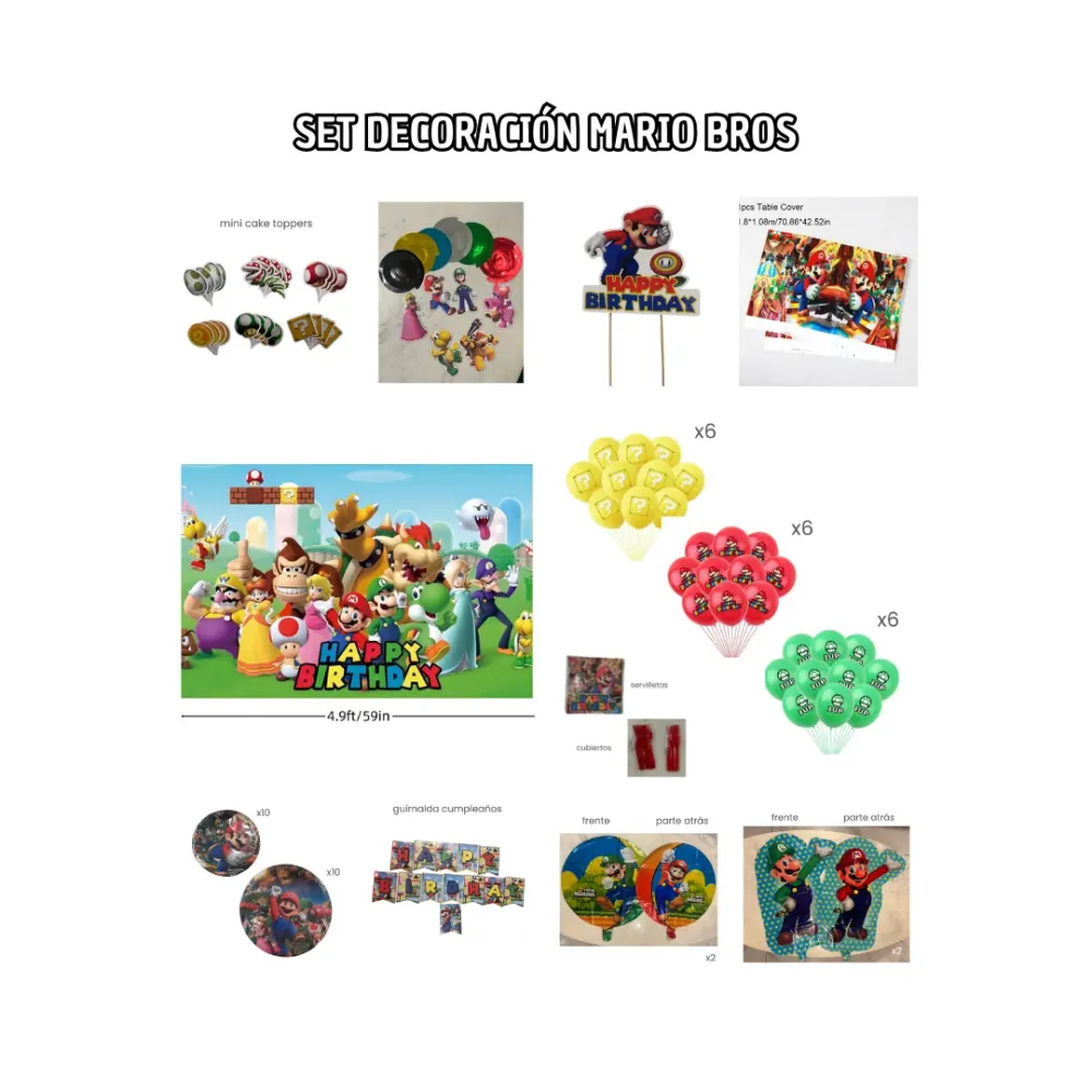 Set de Decoración para Fiesta – Mario Bros (+50PCZ) Galaxy Outlet Costa Rica