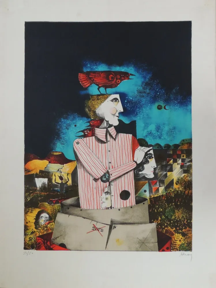 Eduard Alcoy - Hombre con pájaro Gaudifond Arte