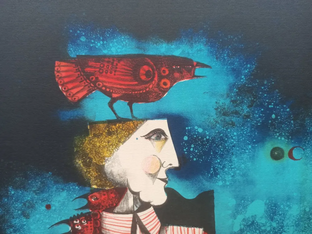 Eduard Alcoy - Hombre con pájaro Gaudifond Arte