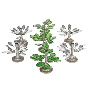 Conjunto de 5 portavelas articulados de metal y cristal de colores Gaztelur SARL