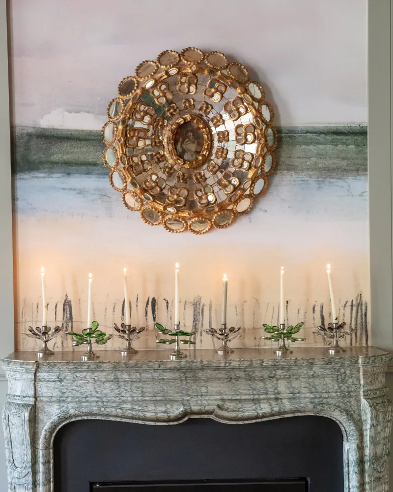Conjunto de 5 portavelas articulados de metal y cristal de colores Gaztelur SARL