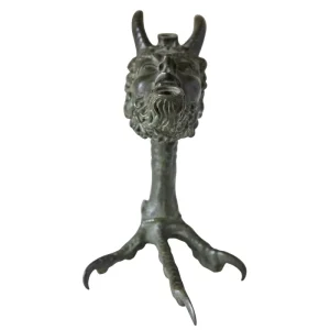 Lámpara de aceite de bronce con forma de sátiro con base en forma de garra Gaztelur SARL