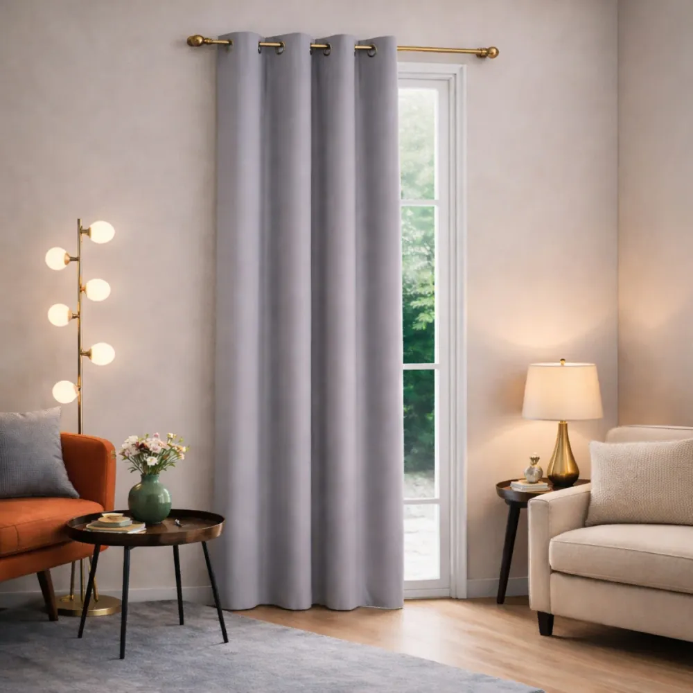 Cortina 140x220cm Paño con Amarra Decorativa Ventana Gris Genérico