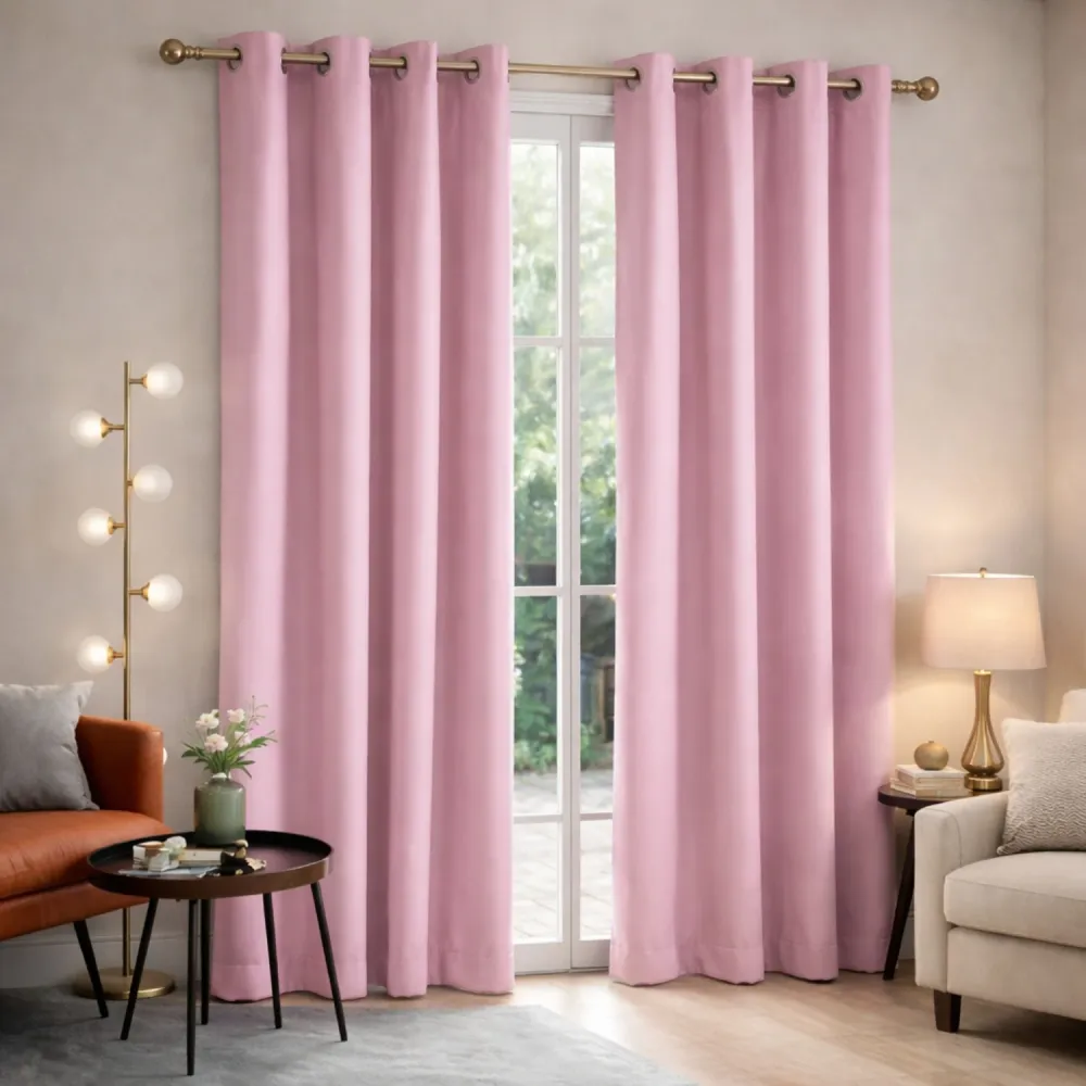 Cortinas 140x230cm 2 Paños Decorativas Ventana Rosa Genérico