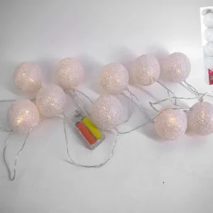 Guirnalda 10 bolas plata 6cm led cálido GERIMPORT