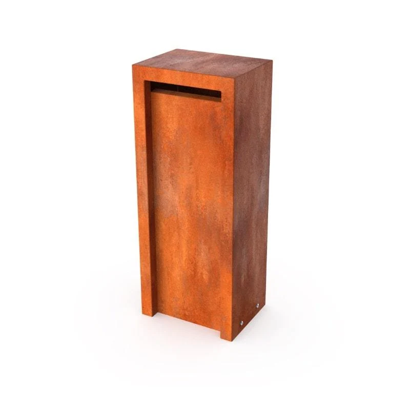 Buzón de acero Corten GB010 con recogida trasera Geroba