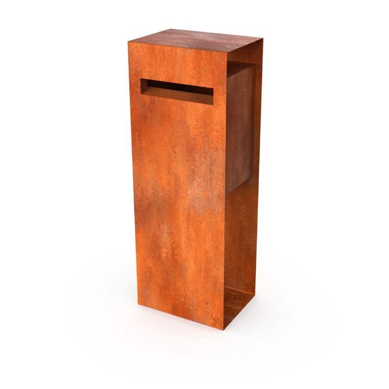 Buzón de acero Corten GB016 con salida trasera Geroba