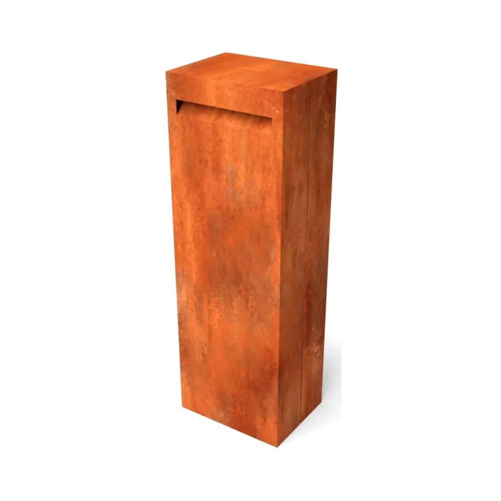 Buzón de acero Corten GB025 con apertura trasera Geroba