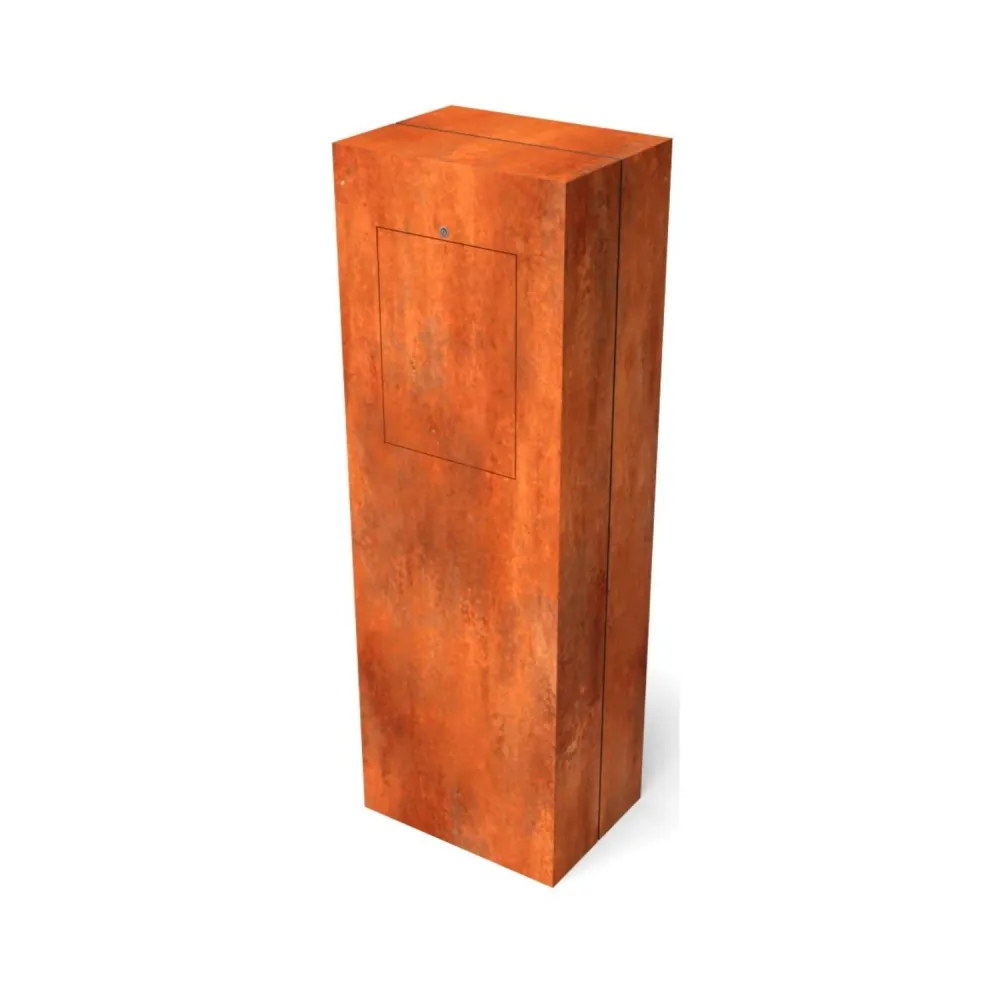 Buzón de acero Corten GB025 con apertura trasera Geroba