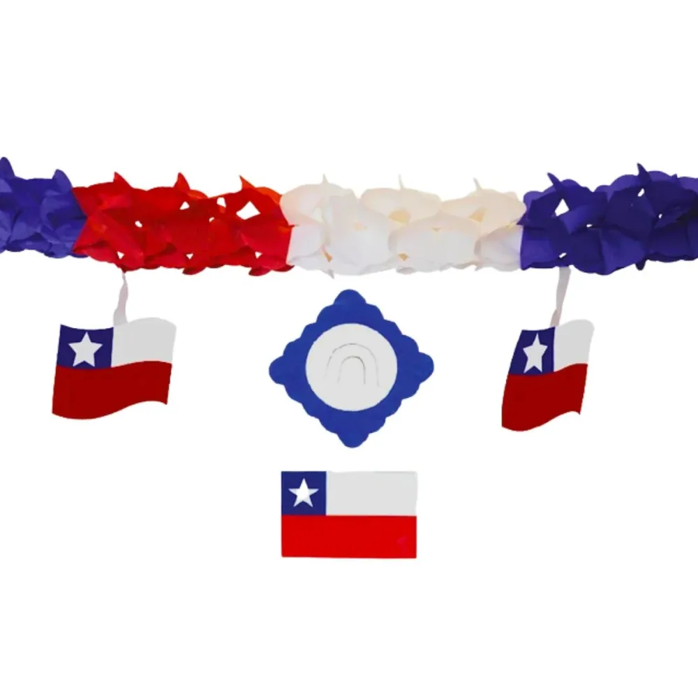 Guirnalda Cuadrada Bandera Tricolor 2mts Fiestas Patrias Glam