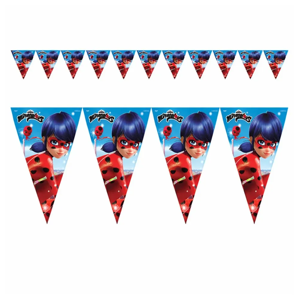 Guirnalda Ladybug 10 Banderines Cumpleaños Glam