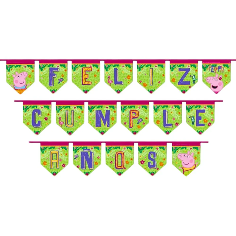 Guirnalda Peppa Pig Feliz Cumpleaños Glam