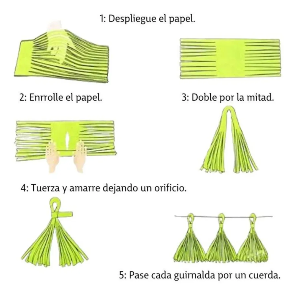Guirnalda Tricolor de 15 Porras de Papel Glam