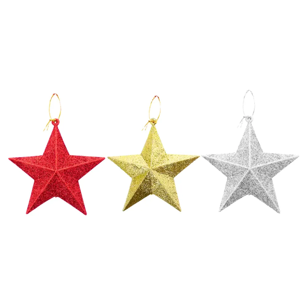 Set 3 Estrellas Tricolor Adorno Navidad Glam