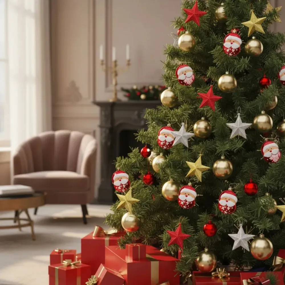 Set 3 Estrellas Tricolor Adorno Navidad Glam