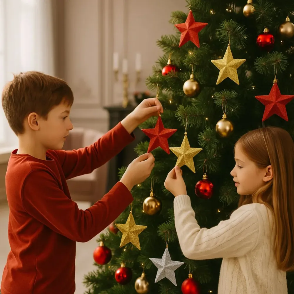 Set 3 Estrellas Tricolor Adorno Navidad Glam