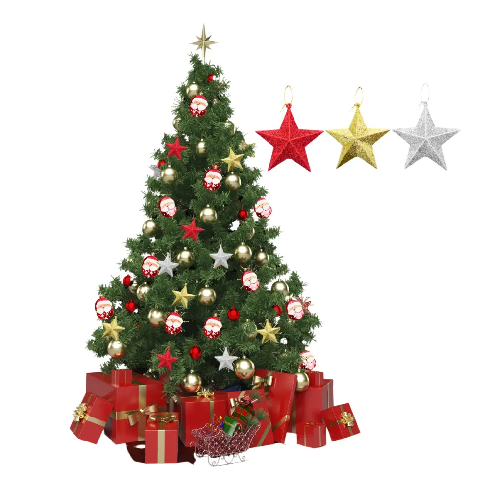 Set 3 Estrellas Tricolor Adorno Navidad Glam