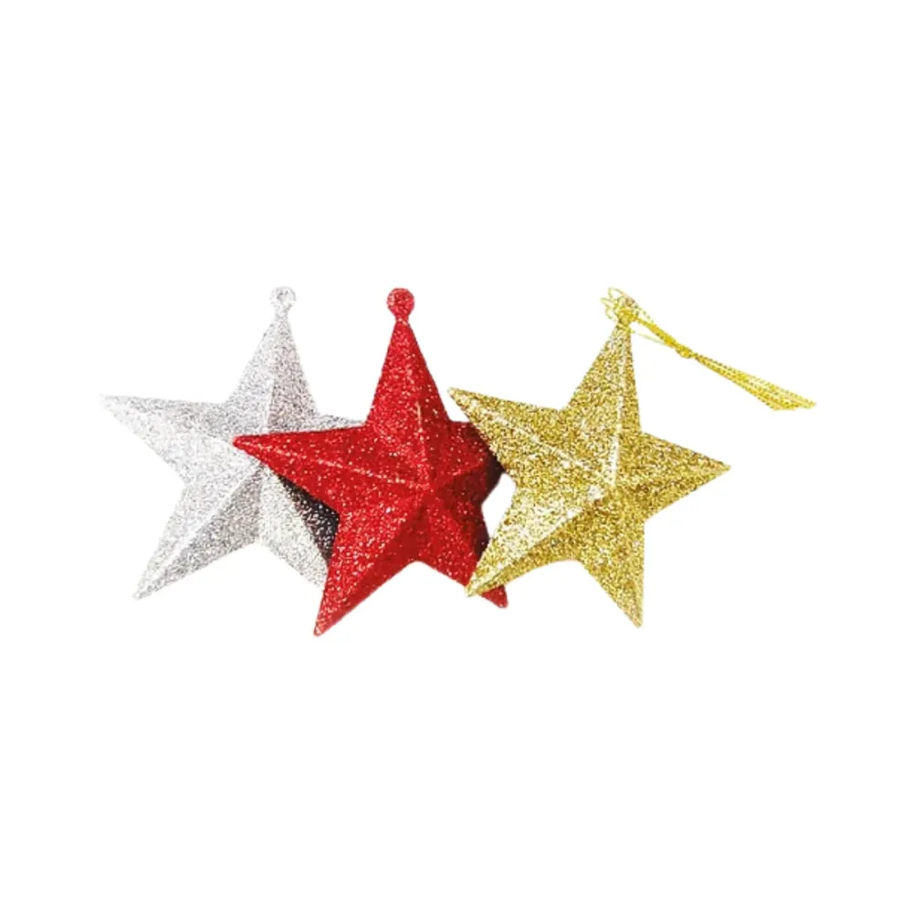 Set 3 Estrellas Tricolor Adorno Navidad Glam