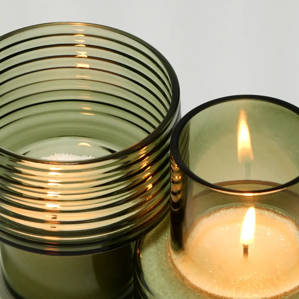 conjunto de 2 candelabros de vidrio GLOW TOGETHER en Verde Ahumado GLASSCOR | Hand·Blown glass Store