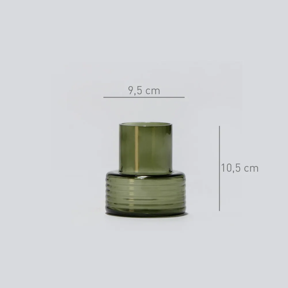 conjunto de 2 candelabros de vidrio GLOW TOGETHER en Verde Ahumado GLASSCOR | Hand·Blown glass Store