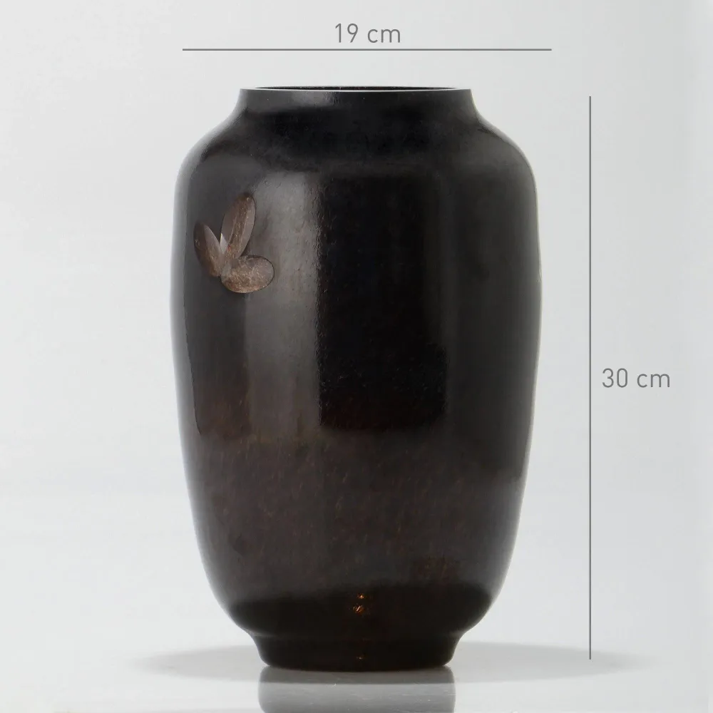Jarrón grande LÓTUS Negra GLASSCOR | Hand·Blown glass Store