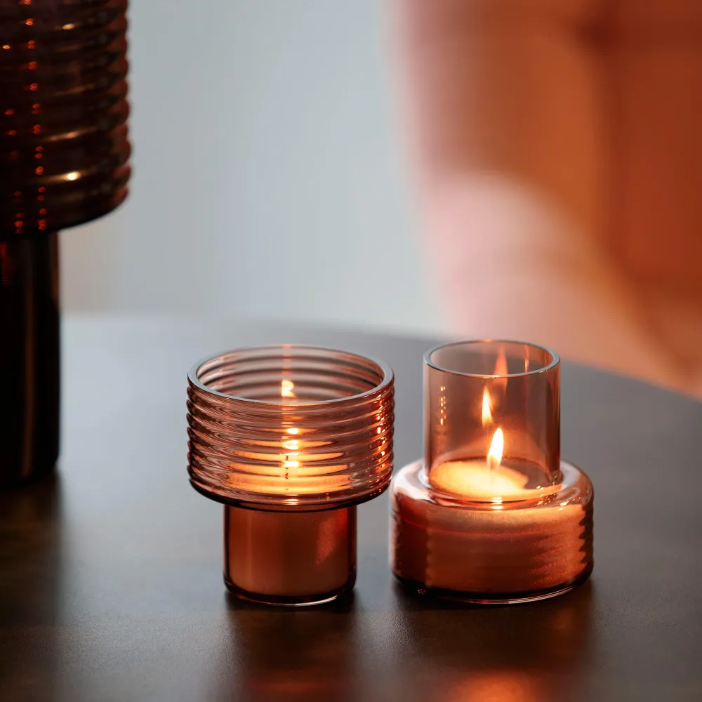 Portavelas de vidrio GLOW TOGETHER pequeño en Mocha Mousse GLASSCOR | Hand·Blown glass Store