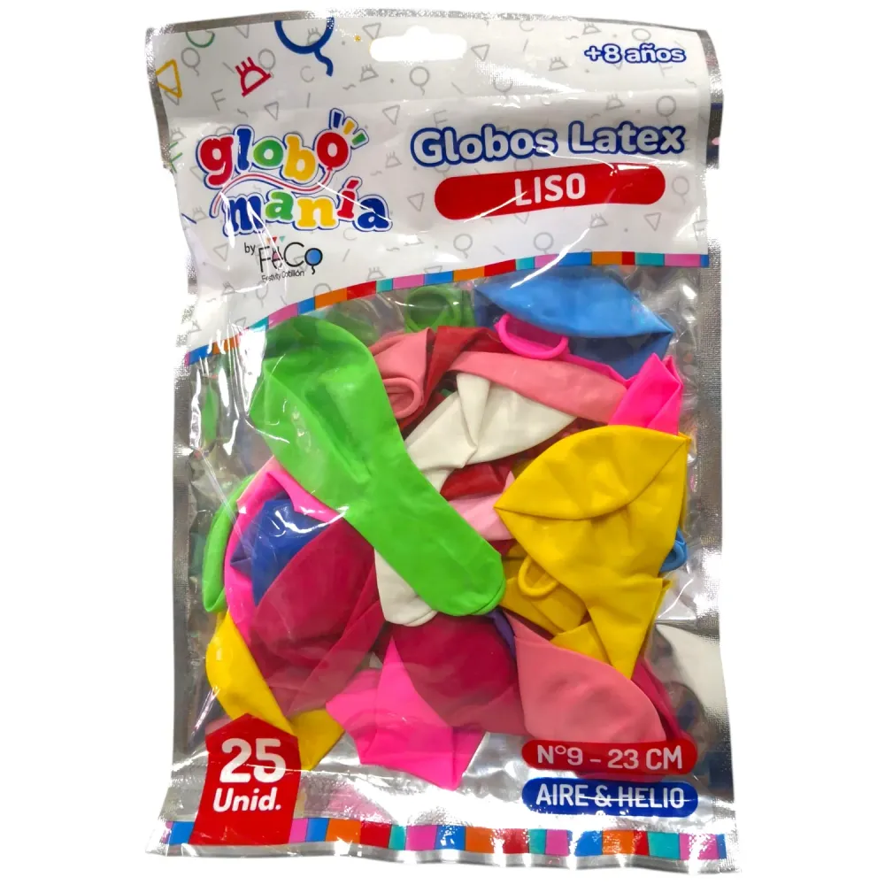 Globos Lisos Colores Surtidos N9 23cms 25un Globo Maní