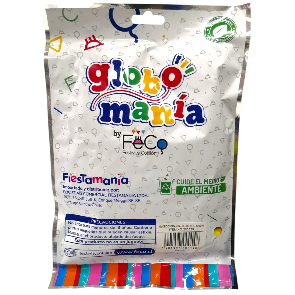 Globos Lisos Colores Surtidos N9 23cms 25un Globo Maní