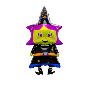 Globo Metalico Halloween Brujita 1 Unidad