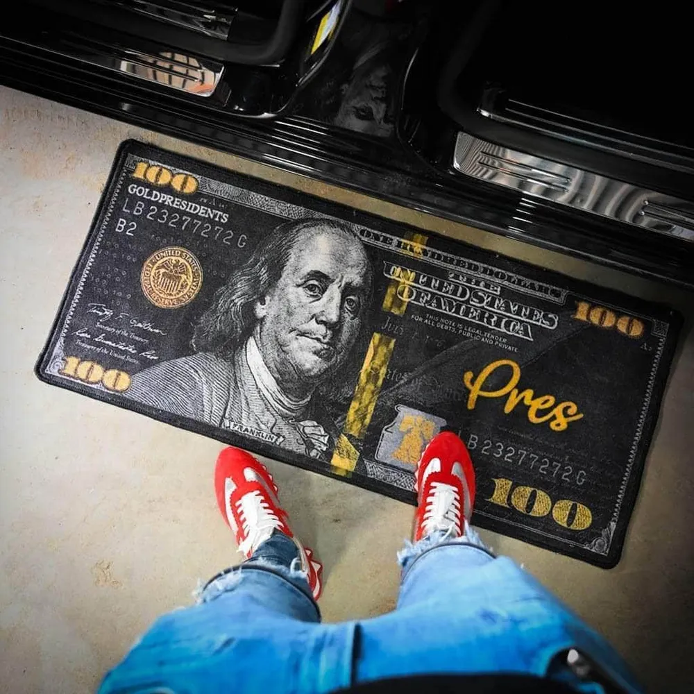 Alfombra de dinero negra Gold Presidents