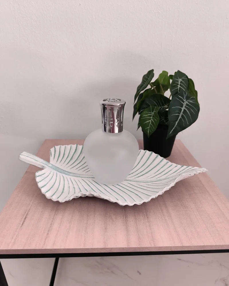 Bandeja decoración Hoja Blanca y verde Gotas de Magia